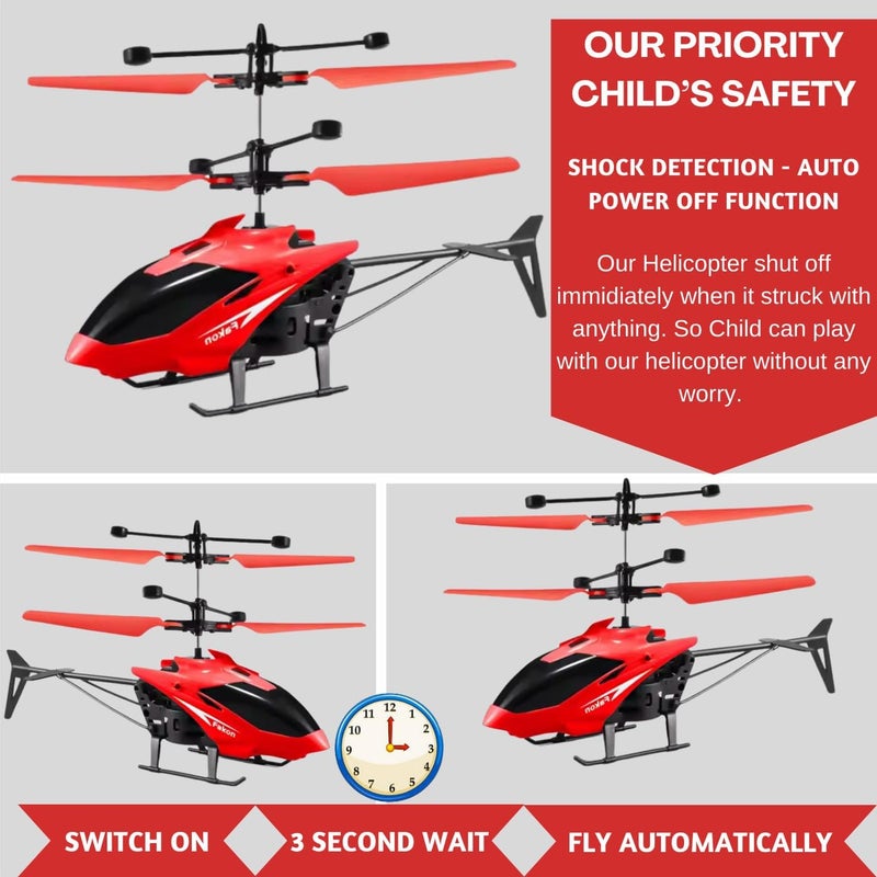 ST ZONE Remote Control Flying Helicopter Toy with Sensor & LED Lights – Rechargeable Dual-Mode Indoor & Outdoor Helicopter for Kids & Adults - Image 4